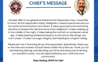 Chief Stocking's First Responders Day message